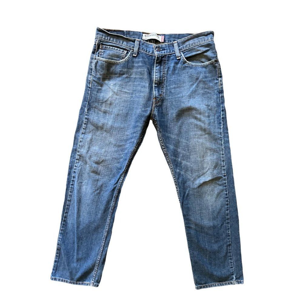 505 Levi's Men's Blue Denim Straight Fit 5-Pocket Design Pull On Pant  36 x 32